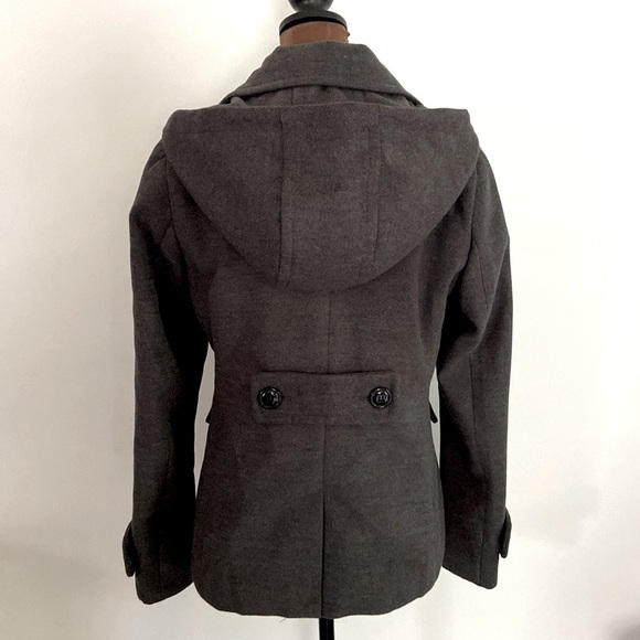 Gray Metaphor Hooded Women's Peacoat - Picture 10 of 10